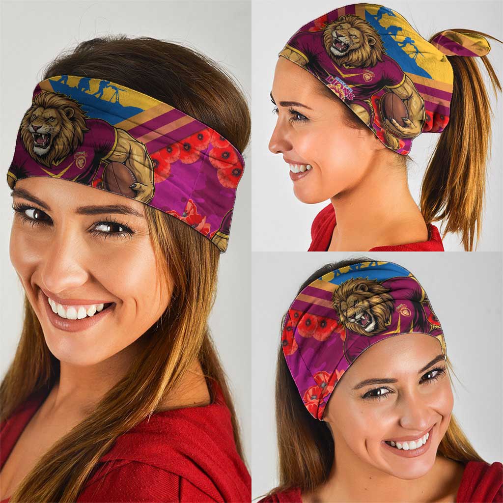Personalised Brisbane Lions ANZAC Neck Gaiter Military Remembrance Australian Football Mascot Camouflage