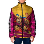 Personalised Brisbane Lions ANZAC Padded Jacket Military Remembrance Australian Football Mascot Camouflage