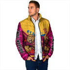 Personalised Brisbane Lions ANZAC Padded Jacket Military Remembrance Australian Football Mascot Camouflage