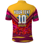Personalised Brisbane Lions ANZAC Polo Shirt Military Remembrance Australian Football Mascot Camouflage