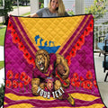 Personalised Brisbane Lions ANZAC Quilt Military Remembrance Australian Football Mascot Camouflage
