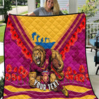 Personalised Brisbane Lions ANZAC Quilt Military Remembrance Australian Football Mascot Camouflage