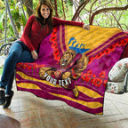 Personalised Brisbane Lions ANZAC Quilt Military Remembrance Australian Football Mascot Camouflage