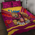 Personalised Brisbane Lions ANZAC Quilt Bed Set Military Remembrance Australian Football Mascot Camouflage
