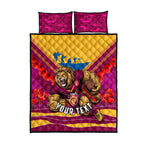 Personalised Brisbane Lions ANZAC Quilt Bed Set Military Remembrance Australian Football Mascot Camouflage
