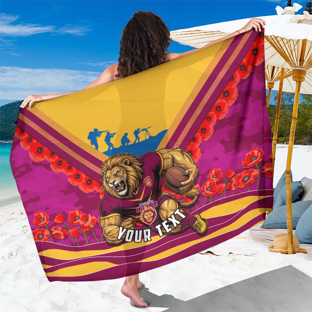 Personalised Brisbane Lions ANZAC Sarong Military Remembrance Australian Football Mascot Camouflage