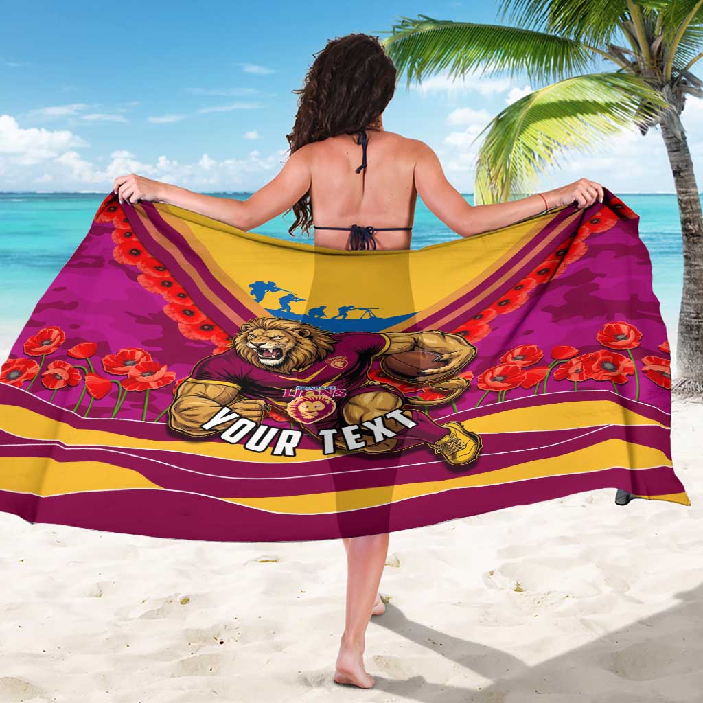 Personalised Brisbane Lions ANZAC Sarong Military Remembrance Australian Football Mascot Camouflage
