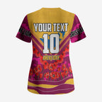 Personalised Brisbane Lions ANZAC Scrub Top Military Remembrance Australian Football Mascot Camouflage
