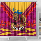 Personalised Brisbane Lions ANZAC Shower Curtain Military Remembrance Australian Football Mascot Camouflage