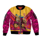 Personalised Brisbane Lions ANZAC Sleeve Zip Bomber Jacket Military Remembrance Australian Football Mascot Camouflage