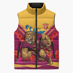 Personalised Brisbane Lions ANZAC Sleeveless Puffer Jacket Military Remembrance Australian Football Mascot Camouflage