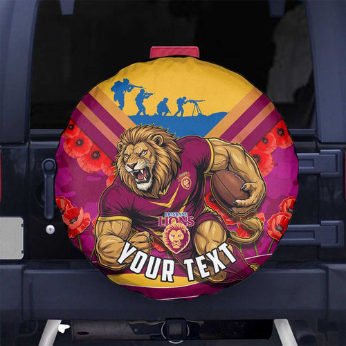Personalised Brisbane Lions ANZAC Spare Tire Cover Military Remembrance Australian Football Mascot Camouflage