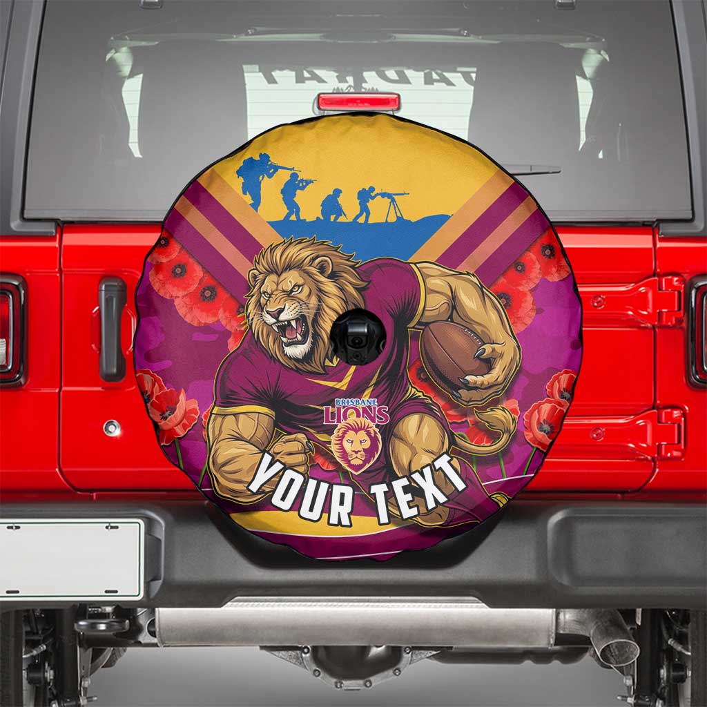 Personalised Brisbane Lions ANZAC Spare Tire Cover Military Remembrance Australian Football Mascot Camouflage