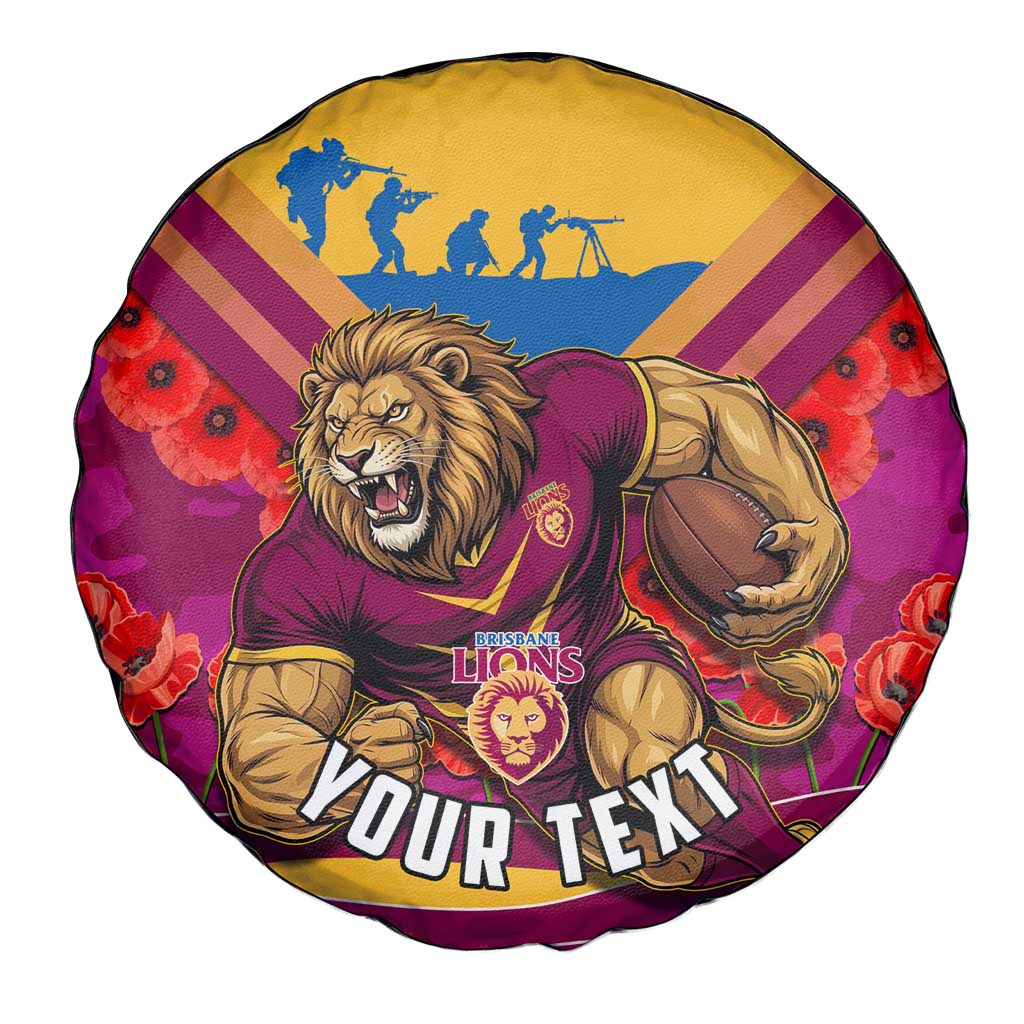 Personalised Brisbane Lions ANZAC Spare Tire Cover Military Remembrance Australian Football Mascot Camouflage