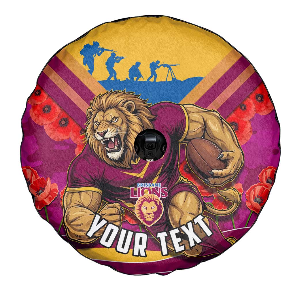 Personalised Brisbane Lions ANZAC Spare Tire Cover Military Remembrance Australian Football Mascot Camouflage