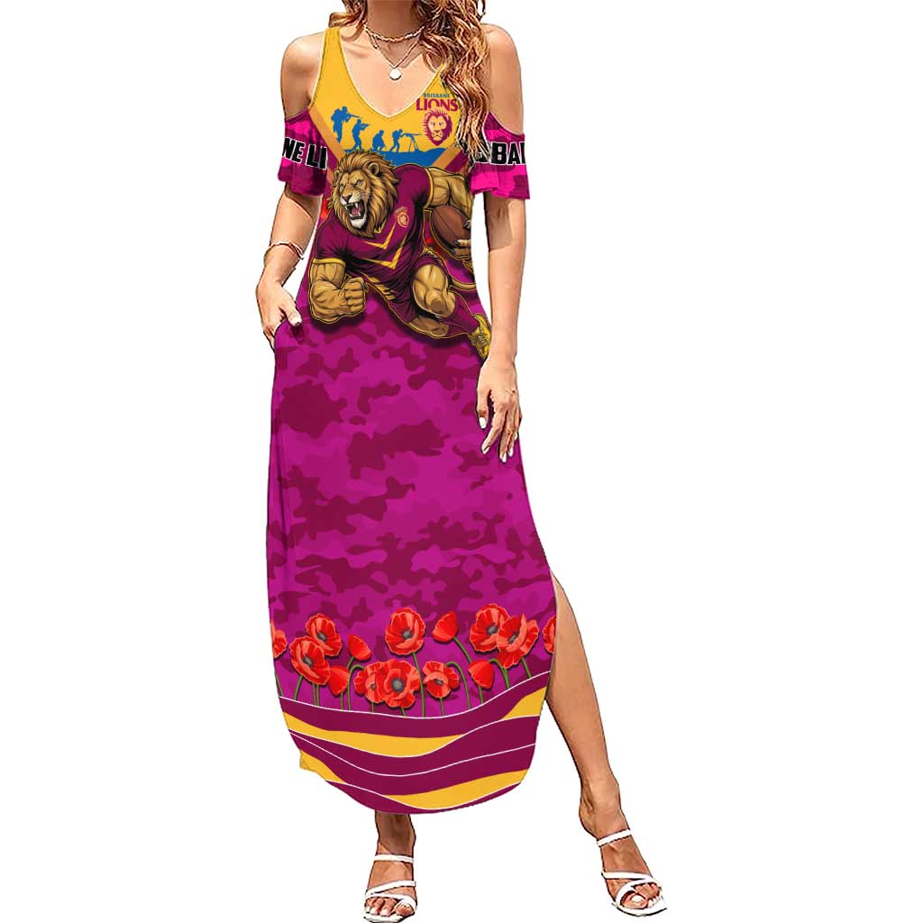 Personalised Brisbane Lions ANZAC Summer Maxi Dress Military Remembrance Australian Football Mascot Camouflage