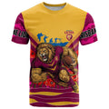 Personalised Brisbane Lions ANZAC T Shirt Military Remembrance Australian Football Mascot Camouflage