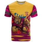 Personalised Brisbane Lions ANZAC T Shirt Military Remembrance Australian Football Mascot Camouflage
