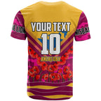 Personalised Brisbane Lions ANZAC T Shirt Military Remembrance Australian Football Mascot Camouflage