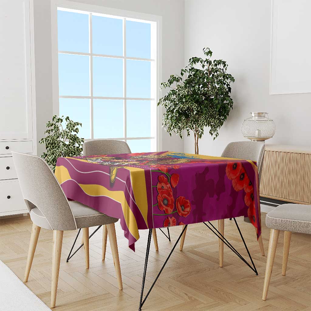 Personalised Brisbane Lions ANZAC Tablecloth Military Remembrance Australian Football Mascot Camouflage