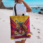 Personalised Brisbane Lions ANZAC Tote Bag Military Remembrance Australian Football Mascot Camouflage
