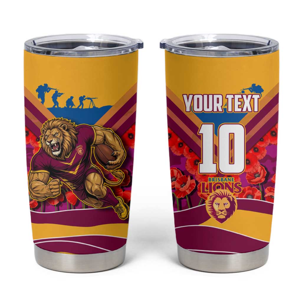 Personalised Brisbane Lions ANZAC Tumbler Cup Military Remembrance Australian Football Mascot Camouflage
