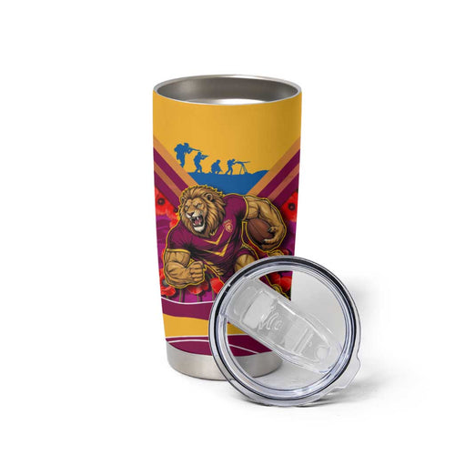 Personalised Brisbane Lions ANZAC Tumbler Cup Military Remembrance Australian Football Mascot Camouflage