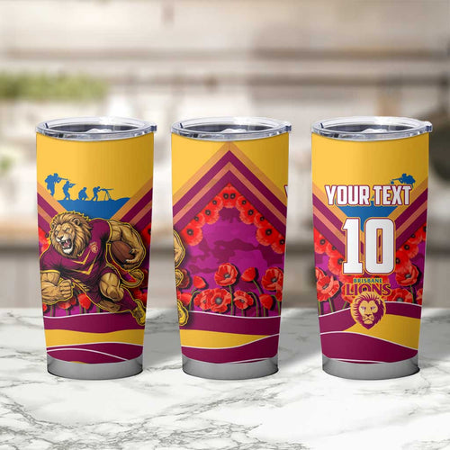 Personalised Brisbane Lions ANZAC Tumbler Cup Military Remembrance Australian Football Mascot Camouflage