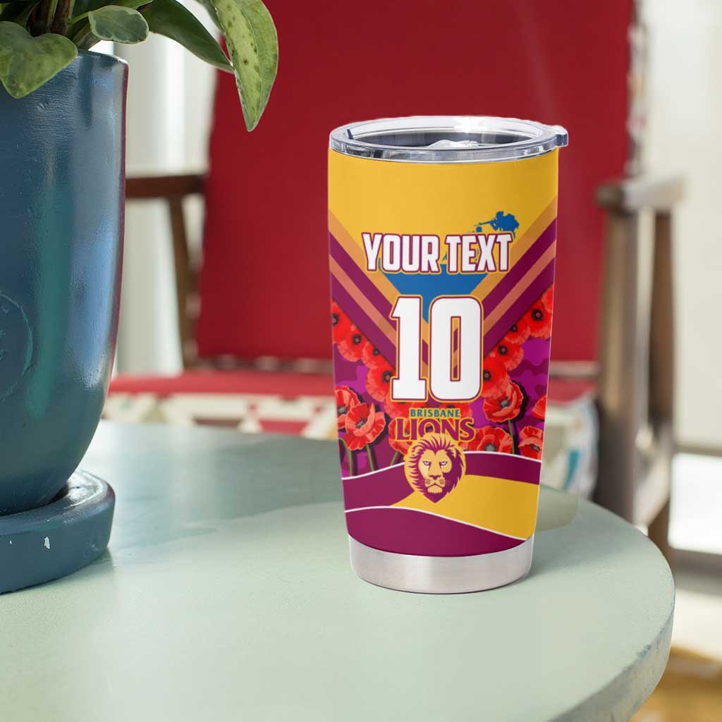 Personalised Brisbane Lions ANZAC Tumbler Cup Military Remembrance Australian Football Mascot Camouflage
