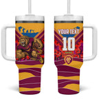 Personalised Brisbane Lions ANZAC Tumbler With Handle Military Remembrance Australian Football Mascot Camouflage