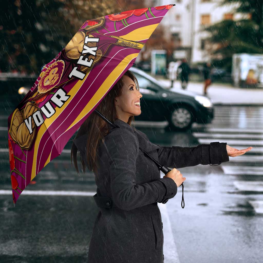 Personalised Brisbane Lions ANZAC Umbrella Military Remembrance Australian Football Mascot Camouflage
