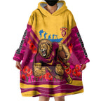Personalised Brisbane Lions ANZAC Wearable Blanket Hoodie Military Remembrance Australian Football Mascot Camouflage