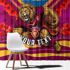 Personalised Brisbane Lions ANZAC Window Curtain Military Remembrance Australian Football Mascot Camouflage