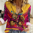 Personalised Brisbane Lions ANZAC Women Casual Shirt Military Remembrance Australian Football Mascot Camouflage