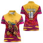 Personalised Brisbane Lions ANZAC Women Polo Shirt Military Remembrance Australian Football Mascot Camouflage