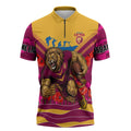 Personalised Brisbane Lions ANZAC Zipper Polo Shirt Military Remembrance Australian Football Mascot Camouflage
