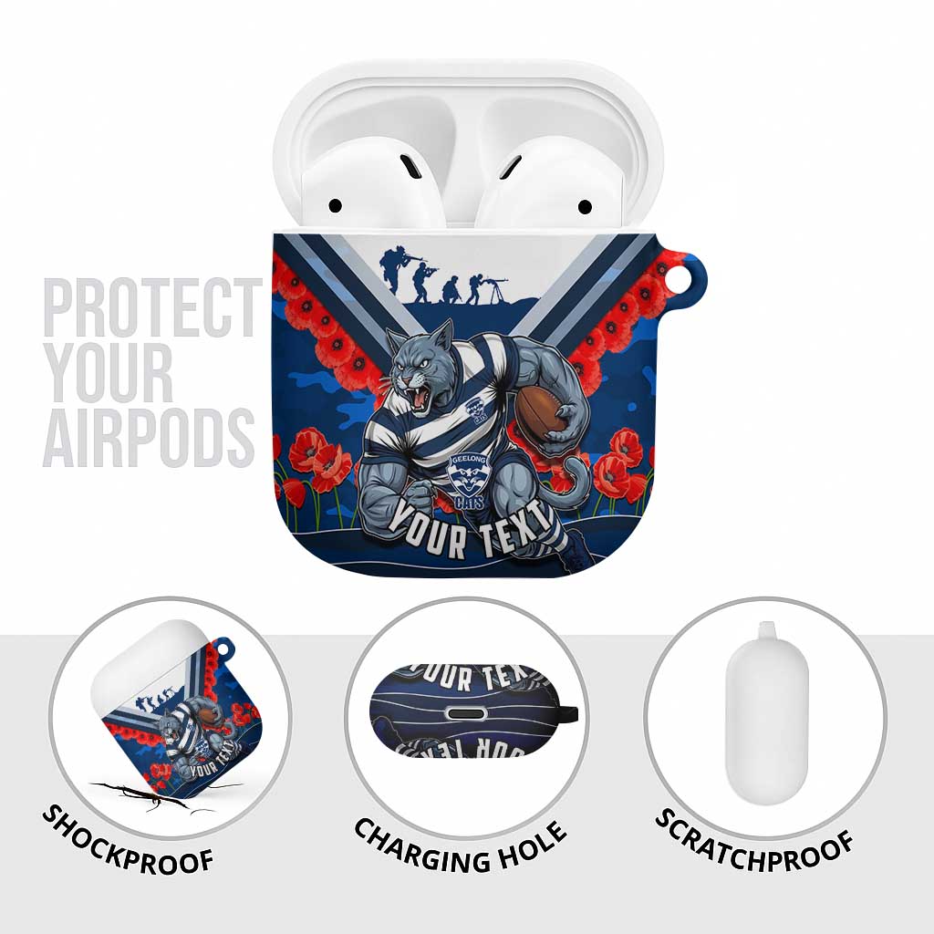 Personalised Geelong Cats ANZAC AirPods Case Military Remembrance Australian Football Mascot Camouflage