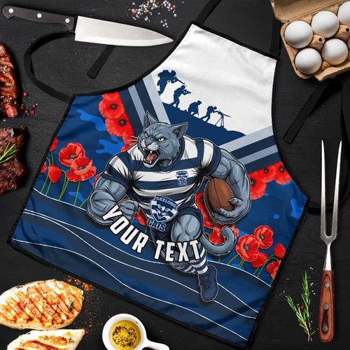 Personalised Geelong Cats ANZAC Apron Military Remembrance Australian Football Mascot Camouflage