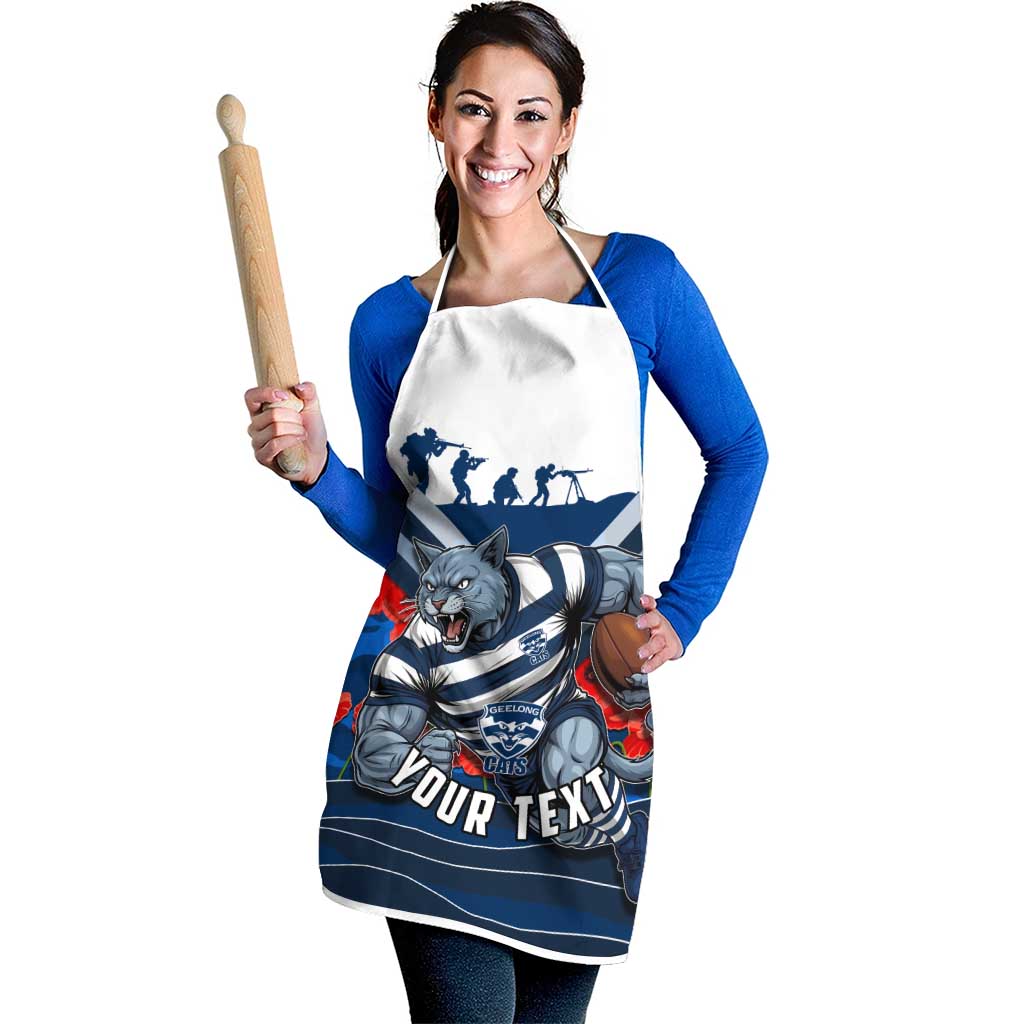 Personalised Geelong Cats ANZAC Apron Military Remembrance Australian Football Mascot Camouflage