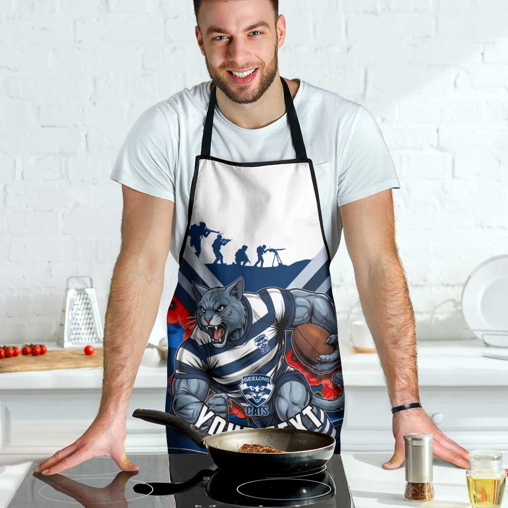 Personalised Geelong Cats ANZAC Apron Military Remembrance Australian Football Mascot Camouflage