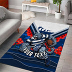 Personalised Geelong Cats ANZAC Area Rug Military Remembrance Australian Football Mascot Camouflage