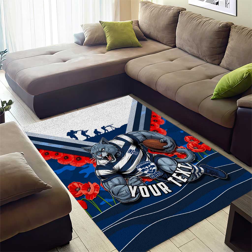 Personalised Geelong Cats ANZAC Area Rug Military Remembrance Australian Football Mascot Camouflage
