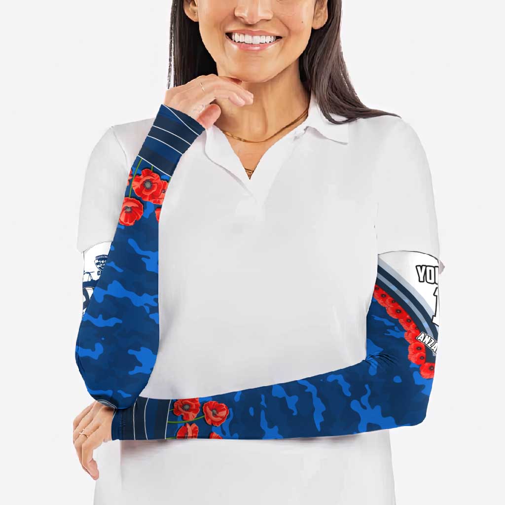 Personalised Geelong Cats ANZAC Arm Sleeves Military Remembrance Australian Football Mascot Camouflage