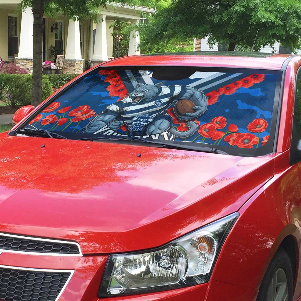 Personalised Geelong Cats ANZAC Auto Sun Shade Military Remembrance Australian Football Mascot Camouflage