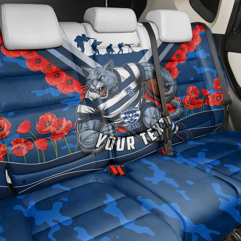 Personalised Geelong Cats ANZAC Back Car Seat Cover Military Remembrance Australian Football Mascot Camouflage