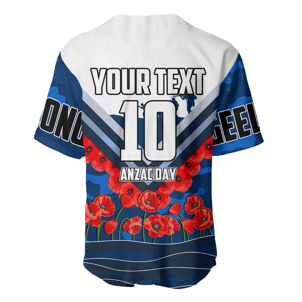 Personalised Geelong Cats ANZAC Baseball Jersey Military Remembrance Australian Football Mascot Camouflage