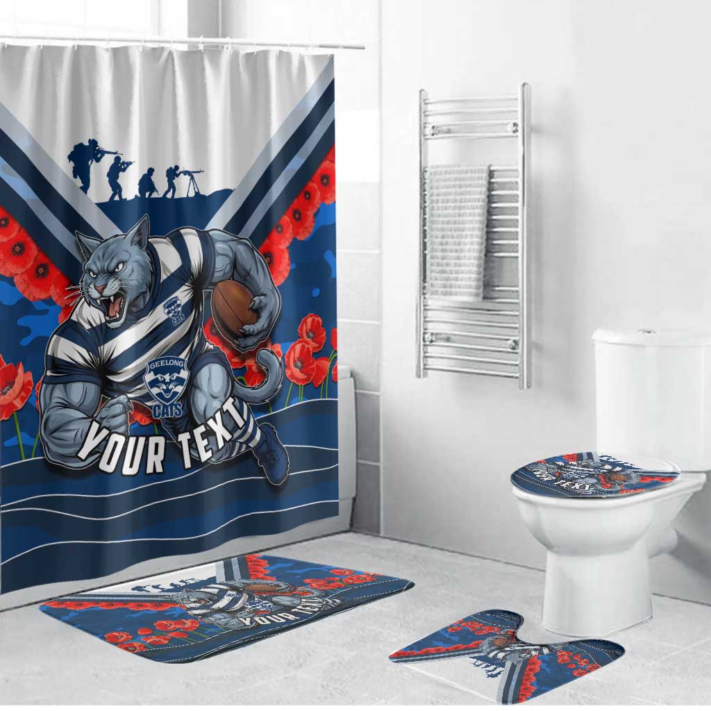 Personalised Geelong Cats ANZAC Bathroom Set Military Remembrance Australian Football Mascot Camouflage