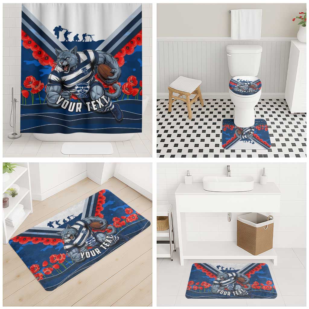Personalised Geelong Cats ANZAC Bathroom Set Military Remembrance Australian Football Mascot Camouflage
