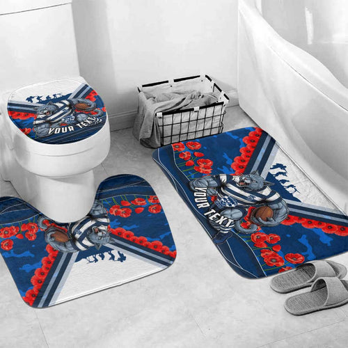 Personalised Geelong Cats ANZAC Bathroom Set Military Remembrance Australian Football Mascot Camouflage