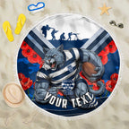 Personalised Geelong Cats ANZAC Beach Blanket Military Remembrance Australian Football Mascot Camouflage